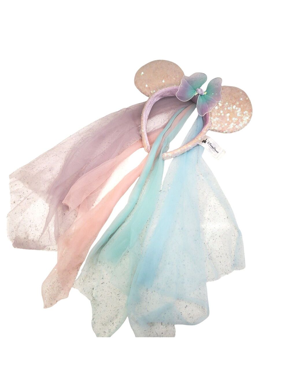 Disney Parks Minnie Mouse Butterfly Fairy Wings Ears Headband Veil Shimmer